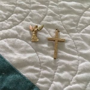 Gold Charms Angel Charm & Cross